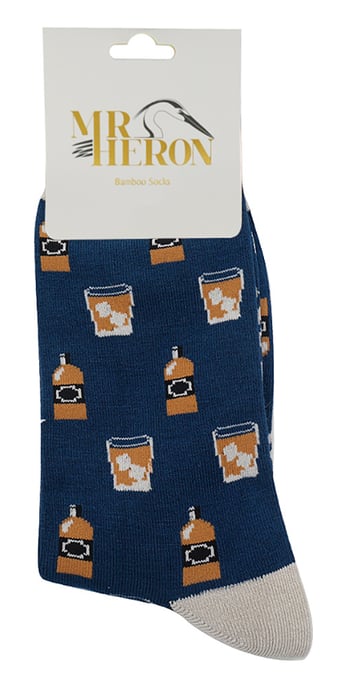 Herr Heron - Bambus Lustige Whiskey Gemusterte Kleid Socken - Whiksy (Marine) - Image 2