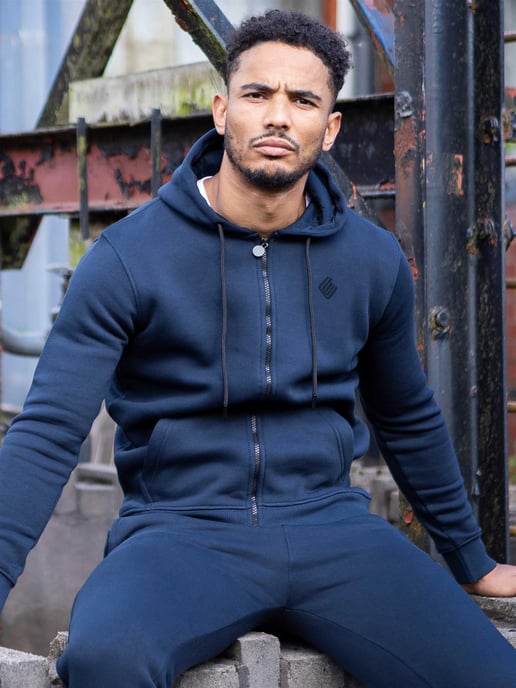 Enzo | Herren Zip Up Hoodie Trainingsanzug Set - Navy - Image 3