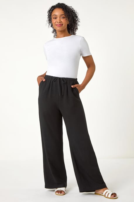Petite Linen Mix Wide Leg Trouser - Image 3