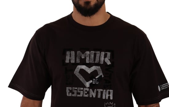 Dolce & Gabbana Elegantes Burgunderfarbenes L'Amore Rundhals T-Shirt für Herren - Image 4