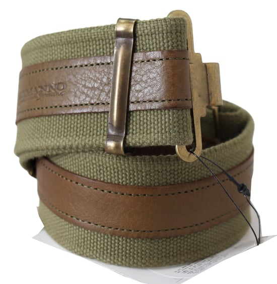 Ermanno Scervino Women's Green Leather Rustic Bronze Buckle Army Belt