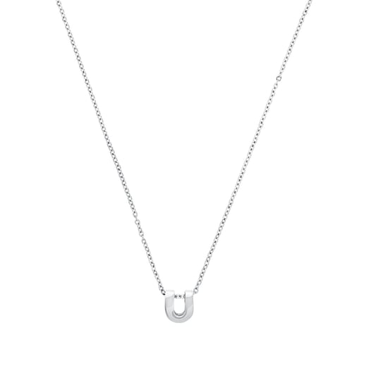 Amor chain with pendant Unisex necklace by amor, letter U, Letter, stainless steel yellow gold plated