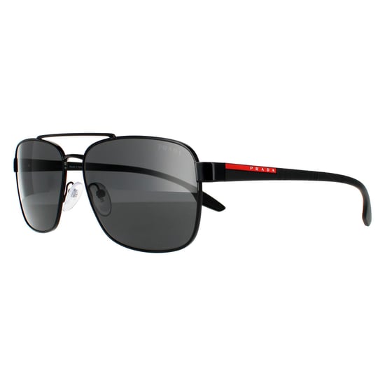 Prada Sport Rectangle Mens Black Grey Sunglasses