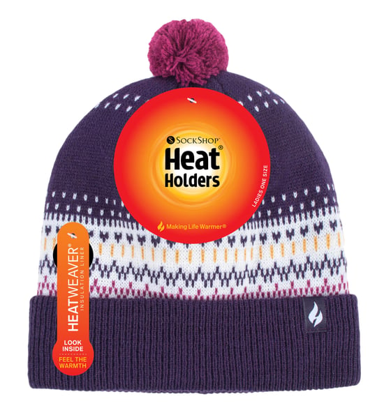 HEAT HOLDERS - Damen / Frauen gestrickte Beanie Bommelmütze mit Pom Pom - Image 2