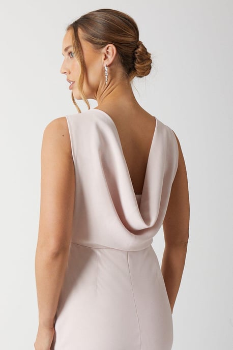 Cowl Back Fishtail Bridesmaids Maxi Dress - Image 4