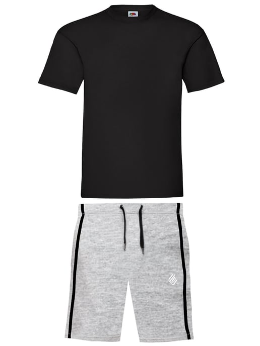Enzo | Herren T-Shirt & Shorts Loungewear Set - Schwarz/Grau - Image 1