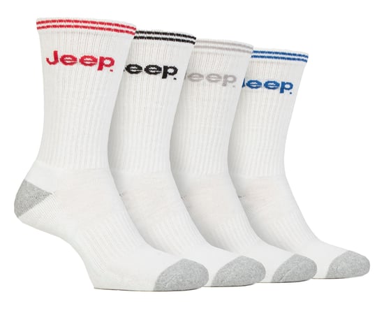 Herren Sport Crew Socken | Jeep | 4er Pack Baumwolle Laufsocken mit verstärkter Ferse und Spitze - Weiß - Image 1