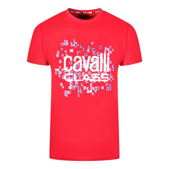 Cavalli Class Scales Design Logo Red T-Shirt