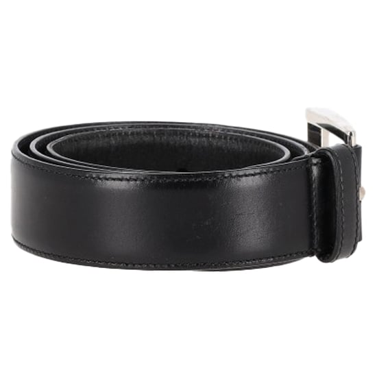 Prada Silberne Schnalle Gürtel aus schwarzem Leder - Image 2