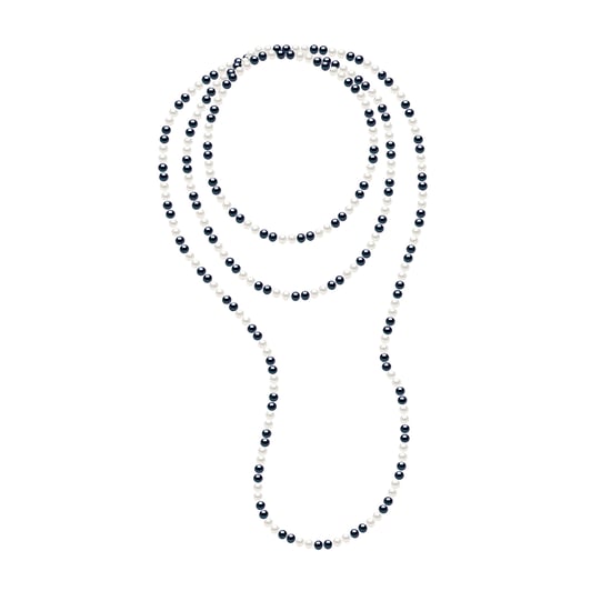 DIADEMA - Necklace - Real Freshwater Pearls Black and White