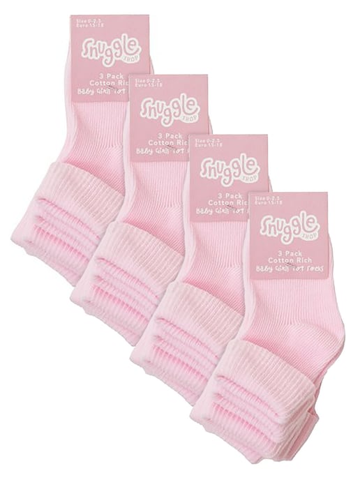Baby Cotton Turn Over Top Socken | 6 Paar Pack | Socken Snob | Plain Funny Socken für Jungen und Mädchen - Pink - Image 2