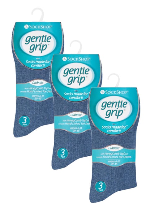 Gentle Grip - 9 Paar nicht elastische Socken aus weicher Baumwolle für Herren - blau - Image 2