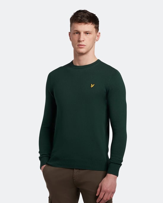 Lyle & Scott Baumwolle Merino Rundhalspullover in Grün - Image 1
