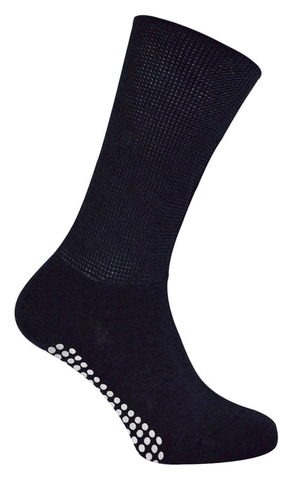 Extra breite Ödemsocken mit rutschfesten Griffen | Dr.Socks | Herren & Damen | Bambus Pantoffelsocken mit Grippern für geschwollene Beine Knöchel & Füße - Schwarz - Image 2