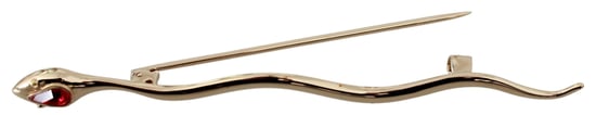 Dolce & Gabbana Goldfarbene Messing-Schlangen-Rote Kristall-Marken-Reversnadel Brosche - Image 3