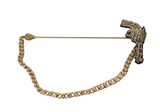 Dolce & Gabbana Reversnadel Gold Messing Kupfer Revolver Brosche - Image 3