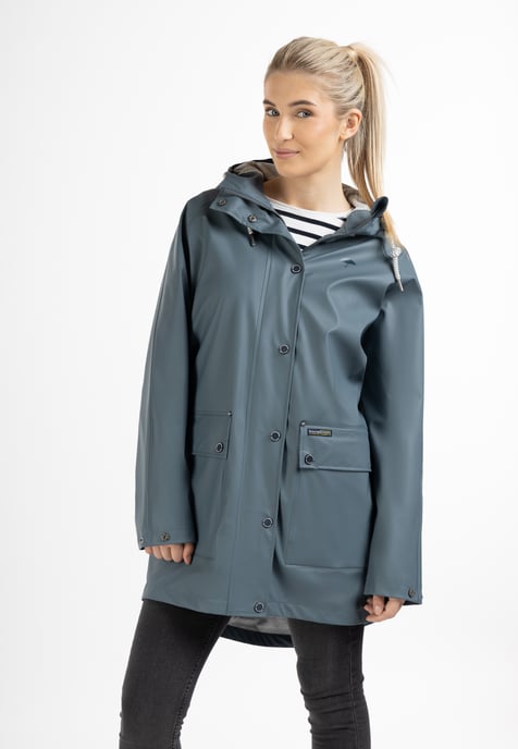 Schmuddelwedda Oversized Regenmantel Damen Blaugrau-271 - Image 3
