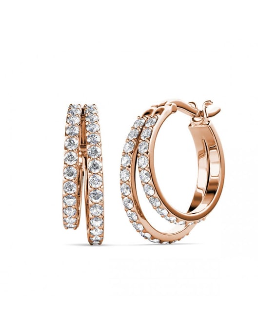 Duo-Ring-Ohrringe - Roségold und Kristall - Image 1