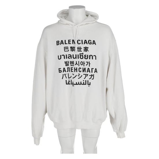 Balenciaga Languages Sports Logo Hoodie in White Cotton