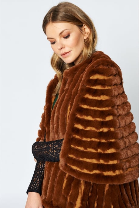 Faux Fur Striped Coat