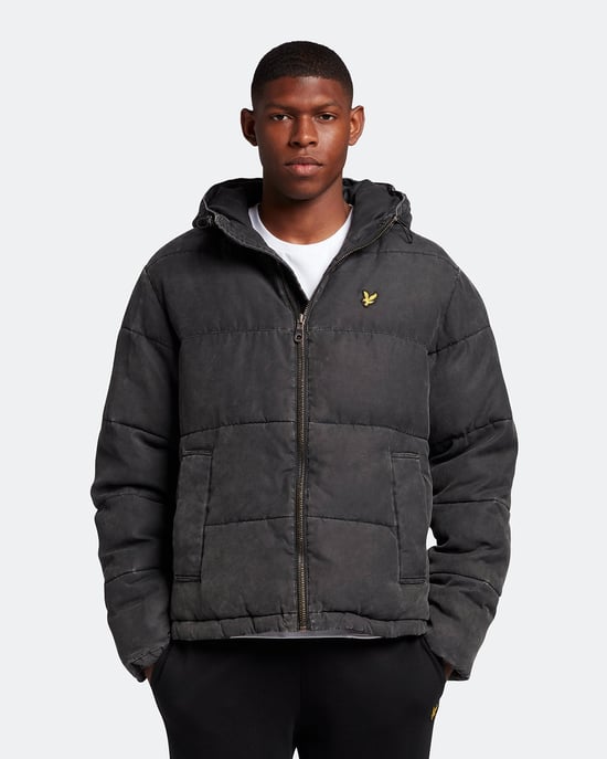 Lyle & Scott Gewaschene wattierte Jacke in Schwarz - Image 1