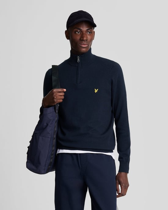 Lyle & Scott Cotton Merino 1/4 Zip Jumper Navy