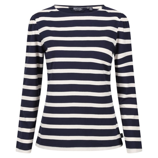 Regatta Womens/Ladies Federica Stripe Long-Sleeved T-Shirt (Navy/Light Vanilla)