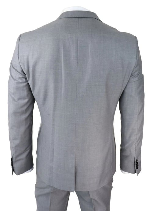 Herren 3-teiliger hellgrauer klassischer Stich Retro-Anzug - Image 3