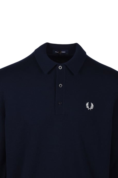 Polo Manches Longues Classic Fred Perry Pour Homme en Bleu Marine - Image 2
