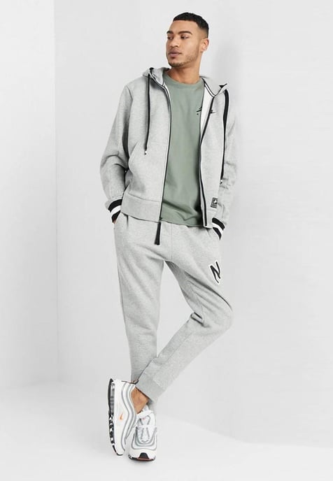 Nike Air Herren Zip durch Trainingsanzug Set voll in grau - Image 1