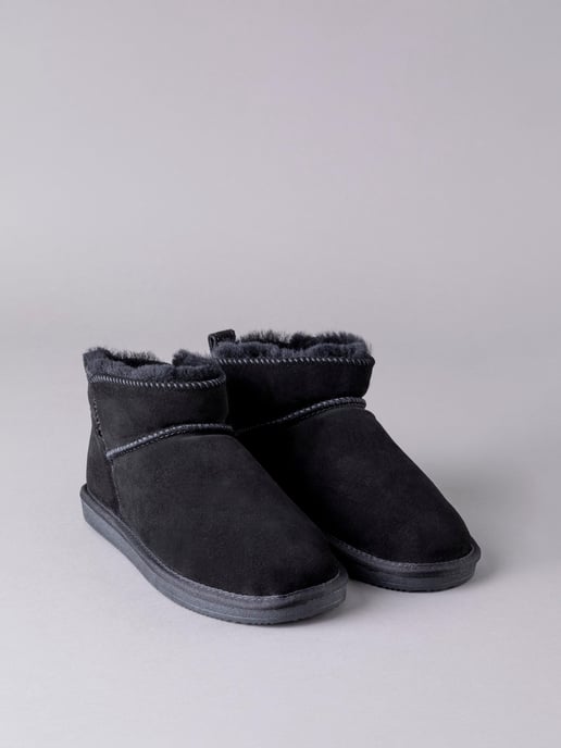 Ladies' Sheepskin Mini Boot Slippers in Black