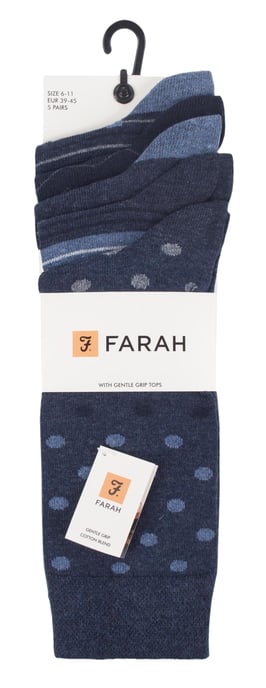 Farah - 5er-Pack dünne, atmungsaktive, klassische, gepunktete, weiche Baumwoll-Kleiderstrümpfe für Herren - FCS273DENTEL (gepunktet) - Image 2