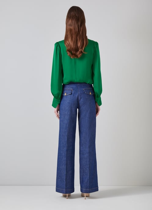 LK Bennett Selina Woven Tops, Green
