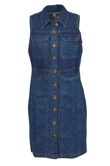 Denim Sleeveless Shirt Dress