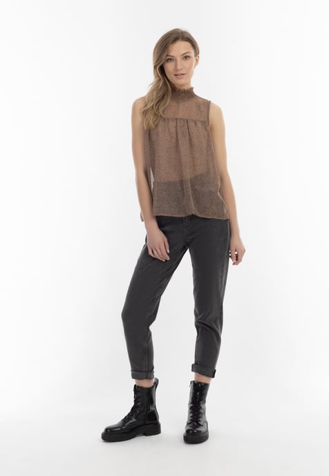 Dreimaster Bluse Damen Braun Wollweiss - Image 2