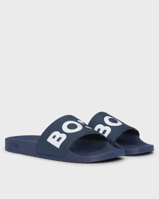 BOSS Orange Aryeh Mens Italian-Made Slides With Large Logo Detail - Image 1