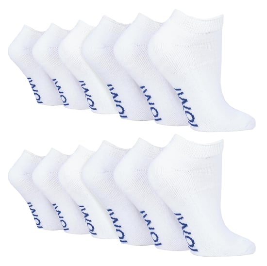 12 Paar Multipack Diabetiker-Trainersocken für geschwollene Füße & Knöchel | IOMI | Baumwolle gepolstert extra breite Low Cut Socken für Männer & Frauen - Weiß - Image 1