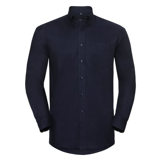 Russell Collection Herren-Langarmhemd aus pflegeleichtem Oxford (Bright Navy) - Image 1