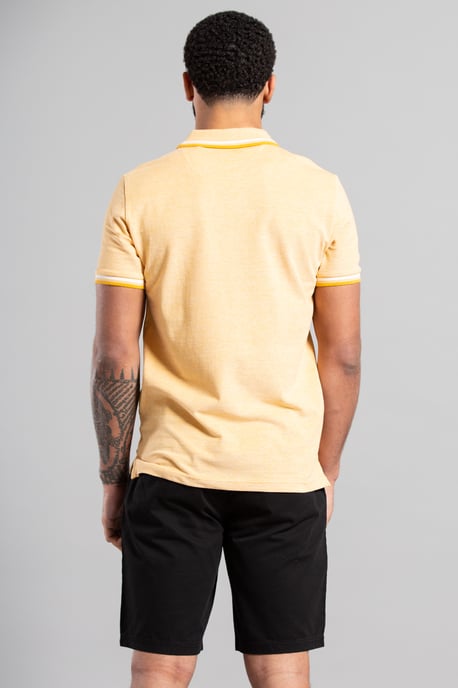 Yellow Short Sleeve Cotton Pique Polo Shirt