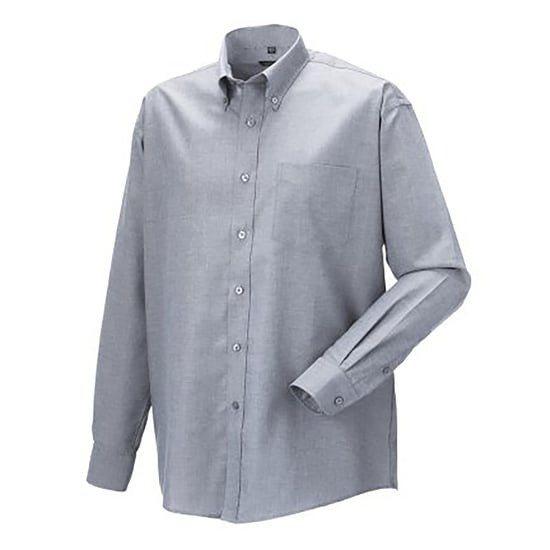 Russell Collection Herren Langarm-Oxfordhemd pflegeleicht (Silbergrau) - Image 1