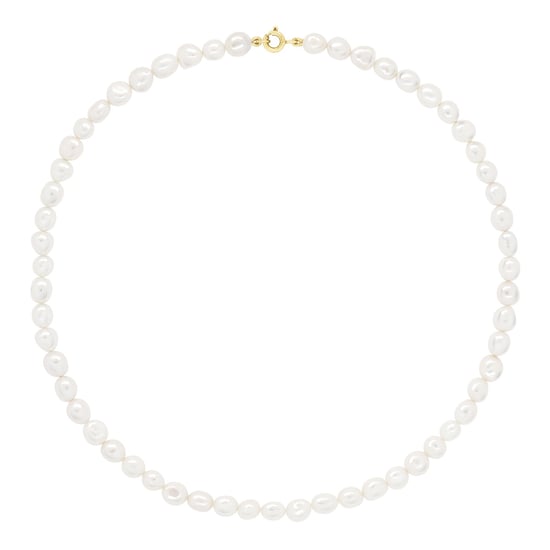 Necklace Gold - Row of Real Freshwater Pearls Baroque 6-7 mm