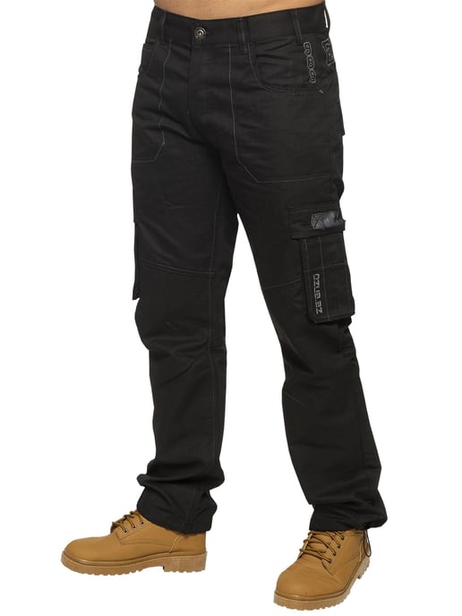 Enzo | Herren Combat Denim Jeans - Schwarz - Image 1