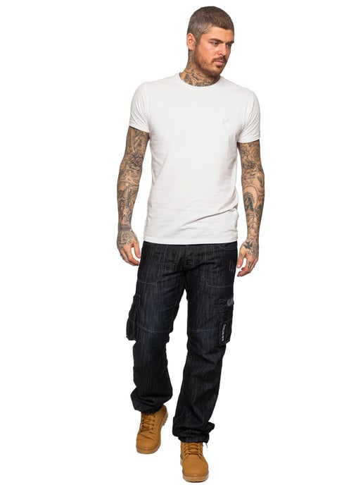 Enzo | Herren Combat Denim Jeans - Dunkelblau - Image 6