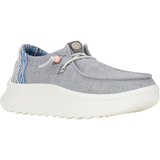 HEYDUDE Wendy Peak Chambray Woven Polyester Damen Grau Loafers - Image 1
