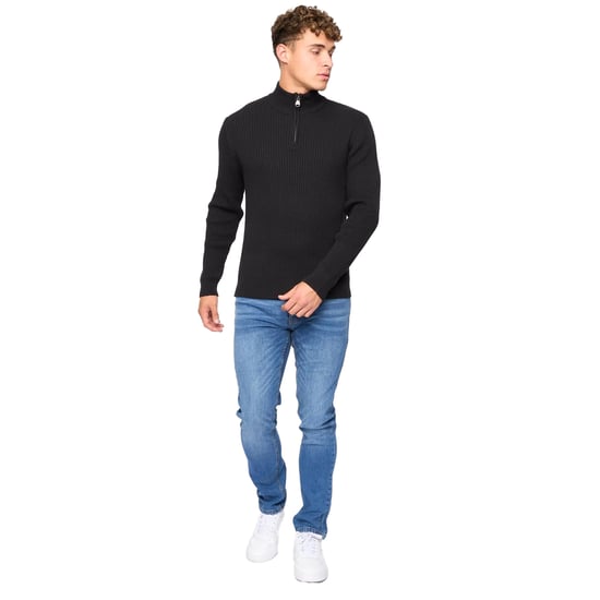 Crosshatch - "Havaline" Pullover mit kurzem Reißverschluss für Herren (Schwarz) - Image 4