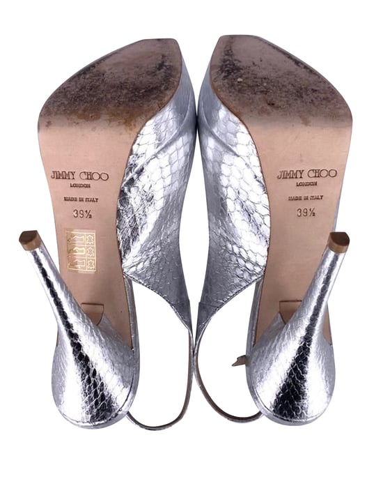 Jimmy Choo Clue-Pumps aus silbernem Leder - Image 4