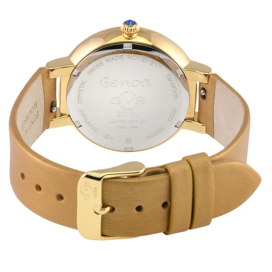 GV2 Damen Genoa 12532S Schweizer Quarz Perlmutt Diamant Beige Lederuhr - Image 2
