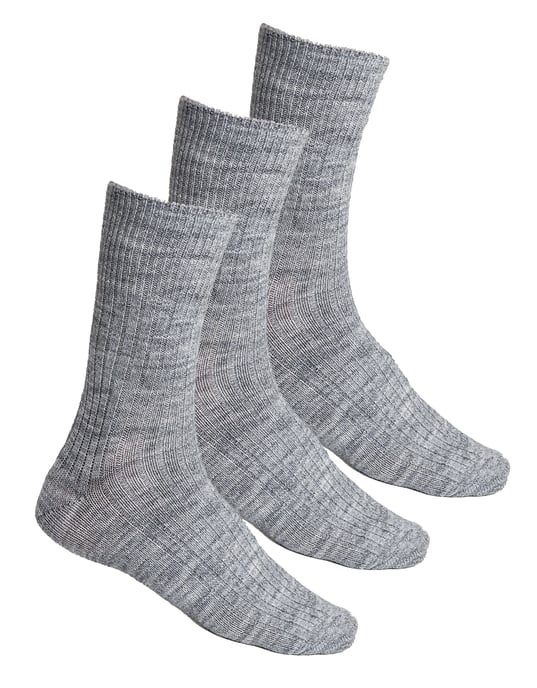 3 Paar Multipack Womens Alpaka Wool Socken | Steven | Atmungsaktive Dicke Stiefelsocken - Grau - Image 1