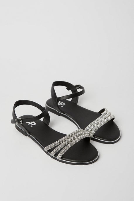 Wide Fit Fern Embellished Flat Sandals - Image 3