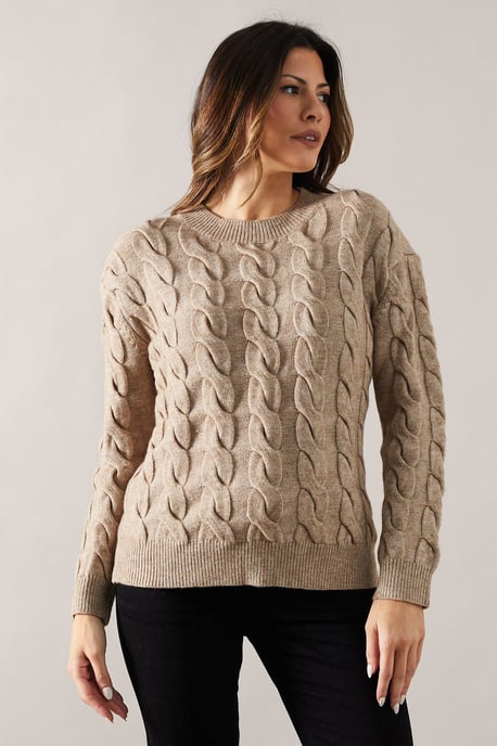 Chunky Cable Knit Crew Neck Jumper - Image 1